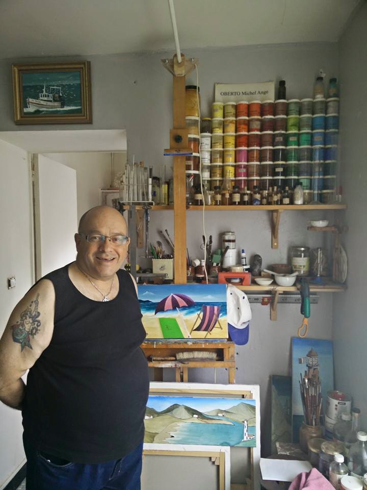 M.A.Oberto dans son atelier. (Photos : Manu)